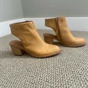 Michael Antonio Tan Open-Back Block Heel Ankle Boots